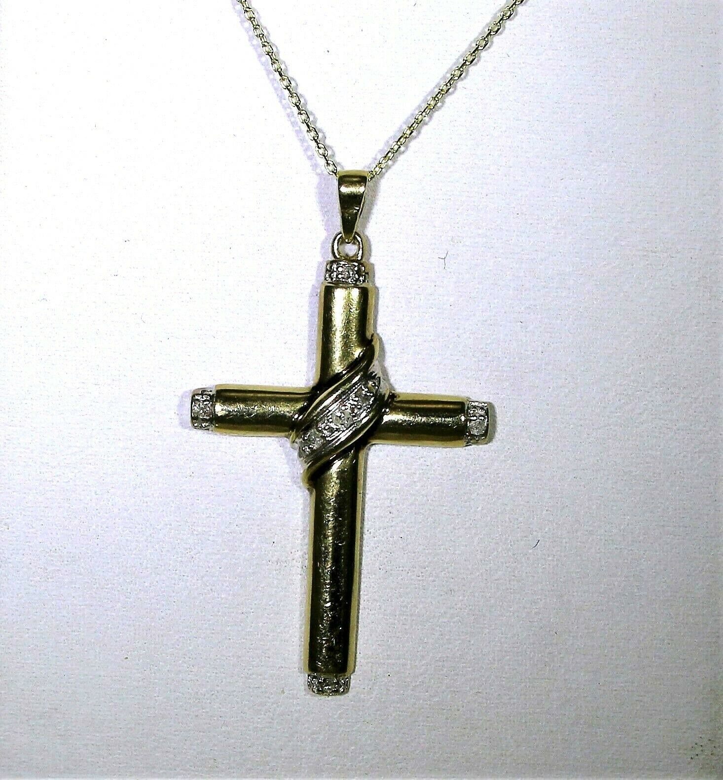 Attractive Diamond Cross 9ct Yellow Gold Pendant & Chain - Etsy