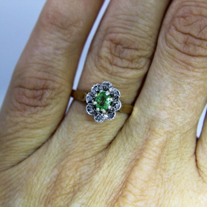 Verdilite Tourmaline /& Diamond 9ct Yellow Gold Oval Cluster Ring size L 12 ~ 6