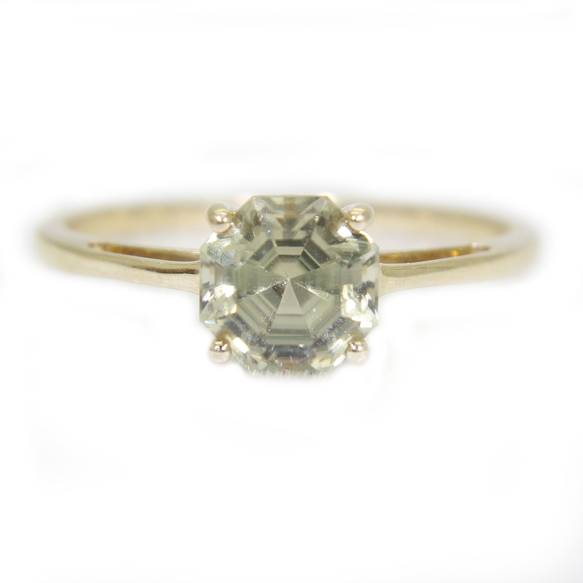 Impresionante octágono Csarite 9ct anillo de oro amarillo tamaño P 1/2 ~ 8