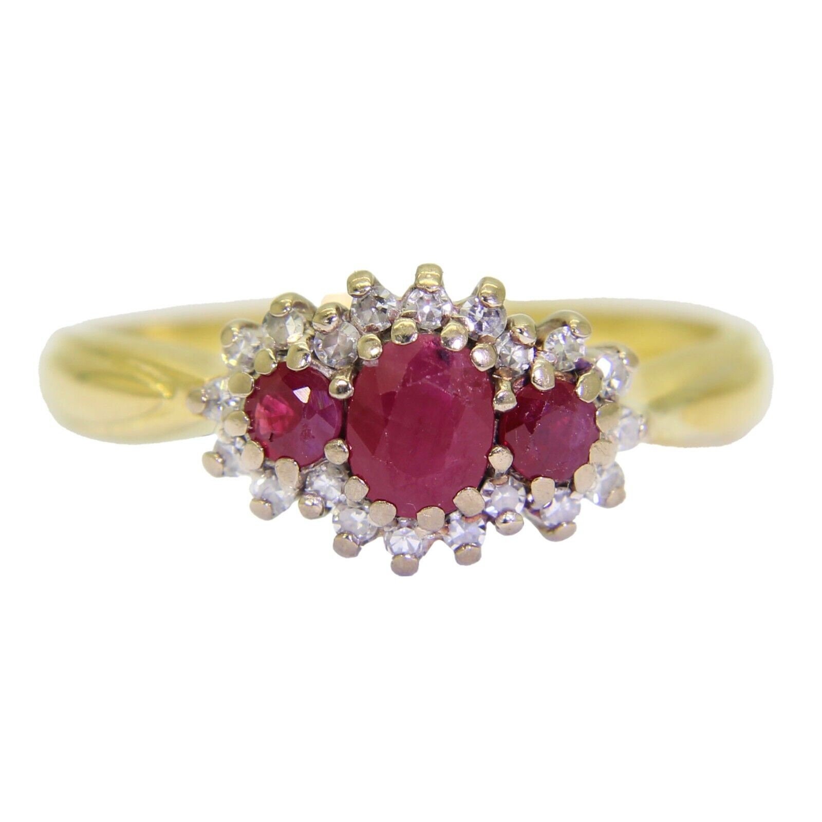 ルビー & 0.30ct ダイヤモンド トリロジー クラスター 18ct
