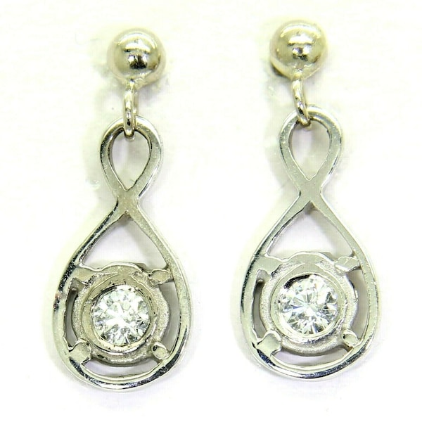 Pretty Infinity 0.20ct Diamond 18ct White Gold Dropper Earrings