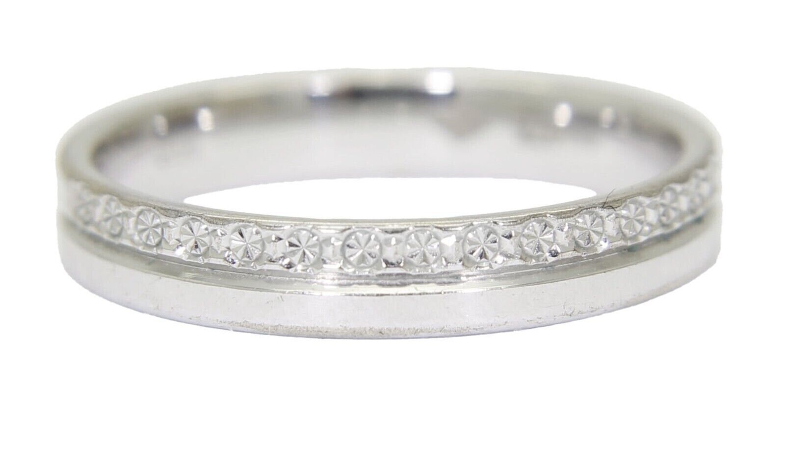 9ct Anello Oro Bianco Leggero Sagomato A D Di Matrimonio - Foto 10