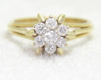 Stunning 0.50ct Diamond Cluster 18ct Yellow Gold Ring size J 1/2 ~ 5