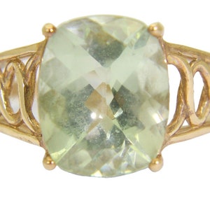 Striking Prasiolite 9ct Yellow Gold ring size O ~ 7 1/4