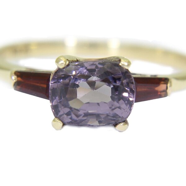 Stunning Purple Spinel & Garnet 14ct Yellow Gold ring size S ~9 1/4