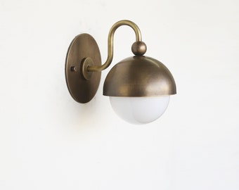 Wall Sconce  Light, Mid Century Wall Sconce/Ceiling   Light with white glass mini- shade