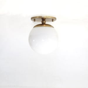 Flush Mount Ceiling Light With 6" Glass globe   - Modern Globe Lighting Fixtures - Modern Brass Light Fixtures, UL Listed