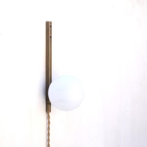 Plug-in  wall sconce Light, Brass light with glass shade, Minimalist Wall Sconce Light PPQ6, No.0244