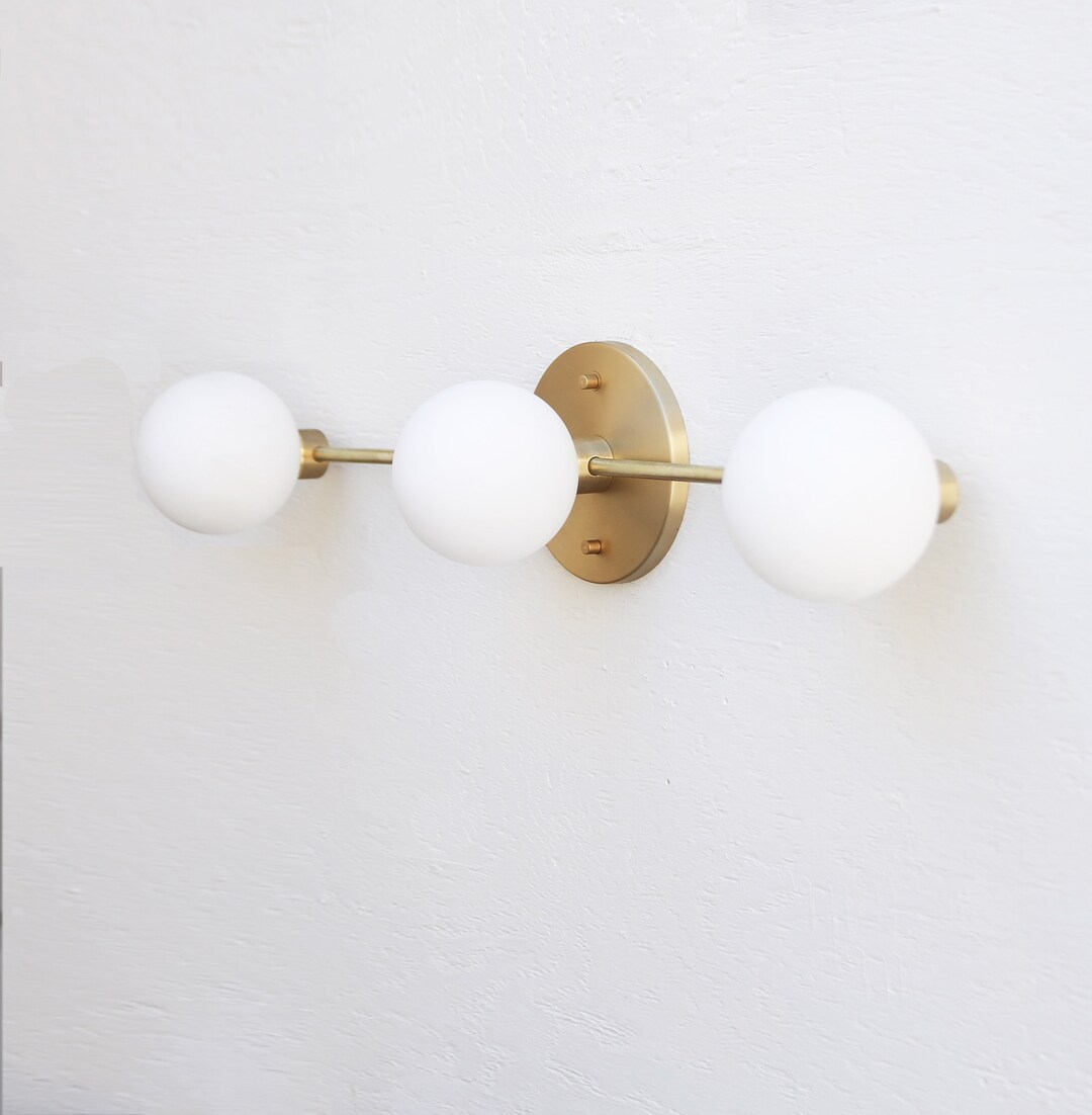 Bathroom Vanity, Vanity Fixture, Mid Century Brass Wall Sconce Light PPQ4 - Etsy