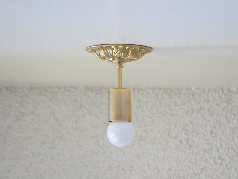 Vintage Style Brass Ceiling Light With Solid Brass Casting Etsy