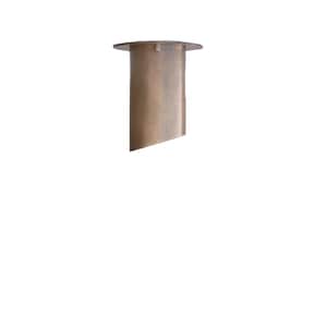 May include: A brass ceiling light fitting with a cylindrical shape and a slanted opening.