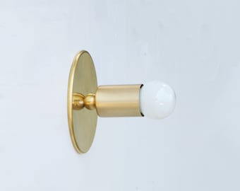 Minimal Brass Sconce Light, Brass Wall Sconce light with, Modern brass light, Mid Century brass wall sconce light, Thin Canopy Brass Light