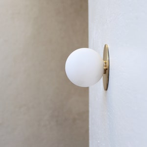 Wall Sconce/Flush mount Ceiling  Light, Mid Century Wall Sconce/Ceiling   Light with white glass mini- shade