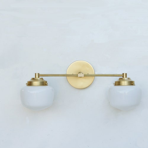 Bathroom Vanity Vanity Fixture Mid Century Brass Wall Sconce Etsy
