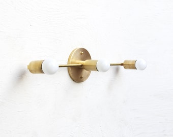 Bathroom Vanity, Vanity Fixture, Mid Century Brass Wall Sconce  light, UL Listed No.0086