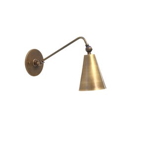 Mid-Century Modern Brass Wall Sconce: Handmade USA, UL Listed. No.0387