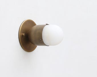 Brass  Wall Sconce light - Bathroom vanity  Light- Brass Wall Sconce with Alabaster Shade, UL Listed, No.S-8007-1