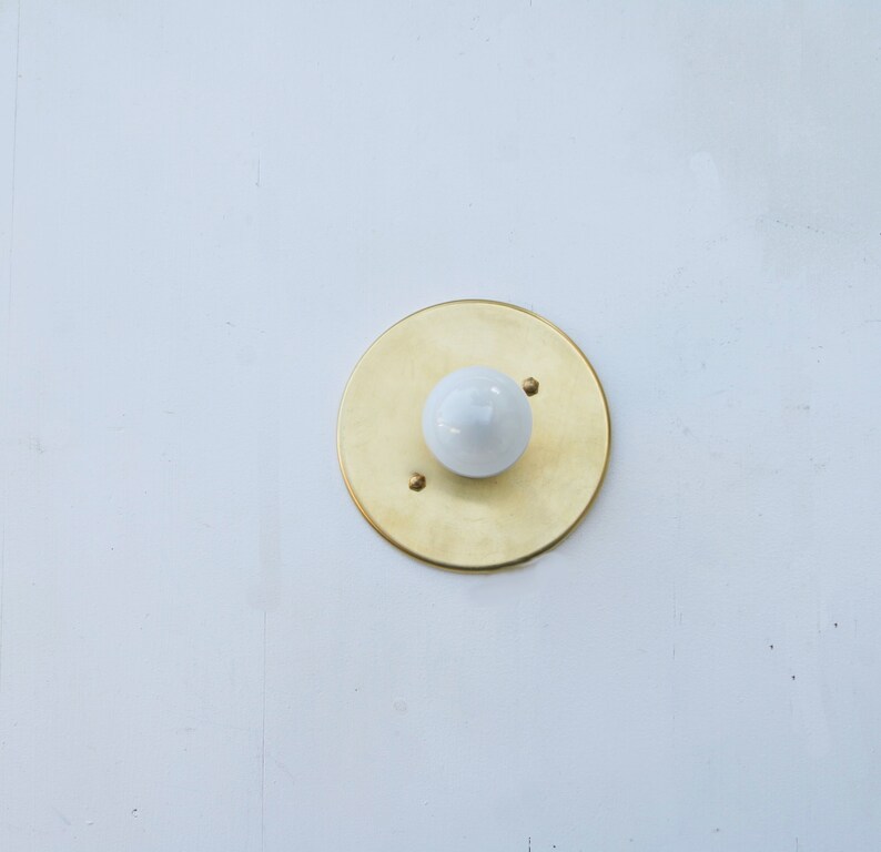 Minimal Brass Sconce Light, Brass Wall Sconce light with, Modern brass light, Mid Century brass wall sconce light, Thin Canopy Brass Light image 5