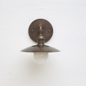 Solid Brass Wall Sconce light with brass shade-Minimal Sconce Light image 5