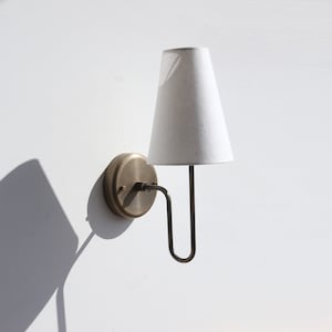 Brass Wall Sconce- Brass  light with Linen shade, UL Listed No.0500