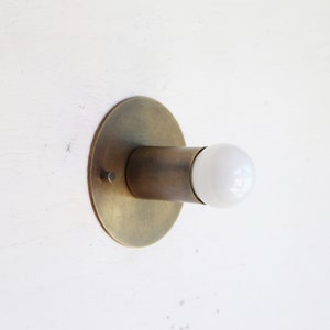 Minimal Brass Sconce Light, Brass Wall Sconce light with, Modern brass light, Mid Century brass wall sconce light, Thin Canopy Brass Light