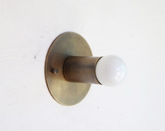 Minimal Brass Sconce Light, Brass Wall Sconce light with, Modern brass light, Mid Century brass wall sconce light, Thin Canopy Brass Light