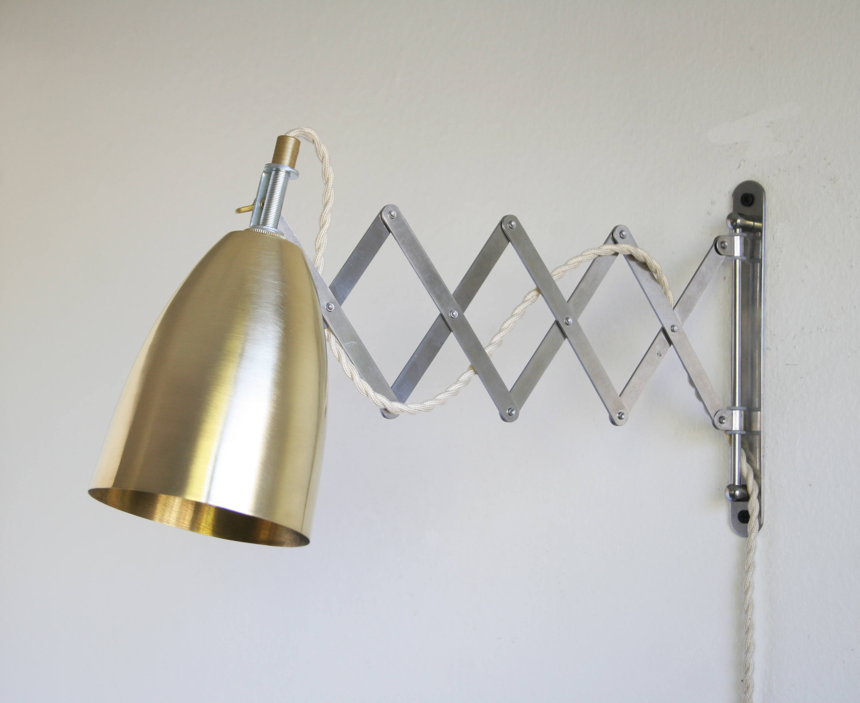 Scissor lamp Scissor lamp with brass cone shade Accordion Etsy