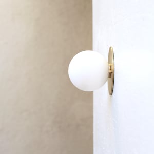 Wall Sconce/Flush mount Ceiling  Light, Mid Century Wall Sconce/Ceiling   Light with white glass  shade/ No. PPQ4/6