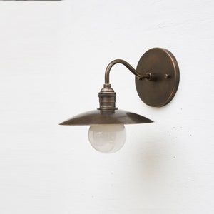 Solid Brass Wall Sconce light with brass shade-Minimal Sconce Light image 2