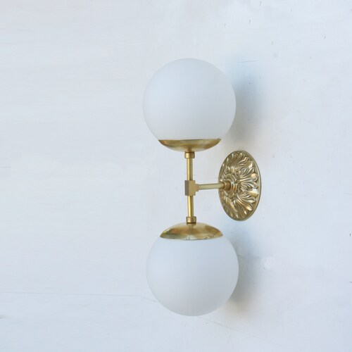 Bathroom Vanity Vanity Fixture Mid Century Brass Wall Sconce Etsy