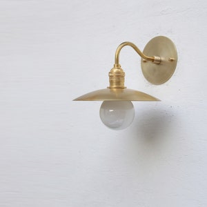 Solid Brass Wall Sconce light with brass shade-Minimal Sconce Light image 7