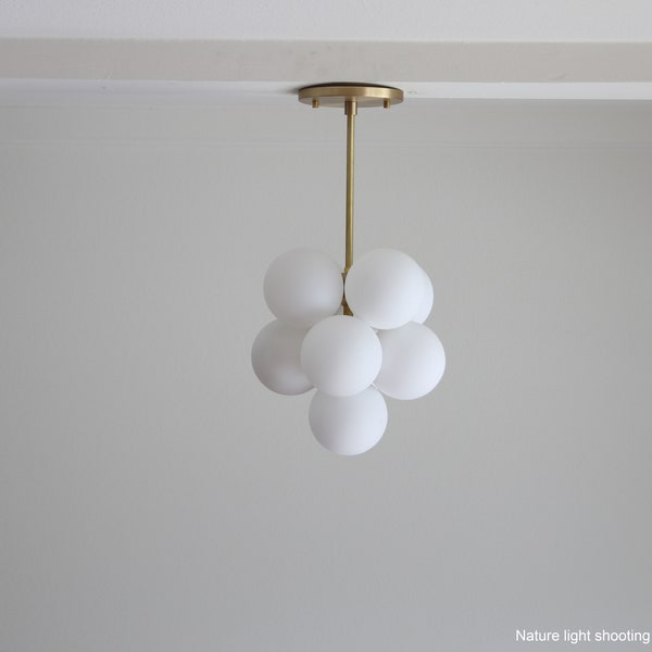 Small Grape  Light, Ceiling  Light, Mid Century Ceiling   Light with white glass mini- shade