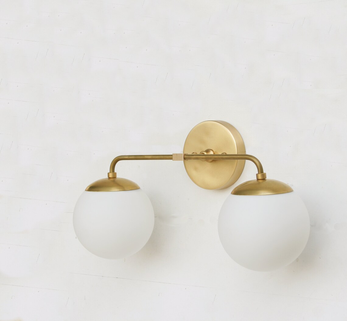 Bathroom Vanity Vanity Fixture Mid Century Brass Wall Sconce | Etsy