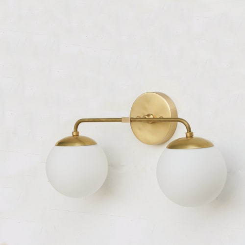 Bathroom Vanity Vanity Fixture Mid Century Brass Wall Sconce Etsy