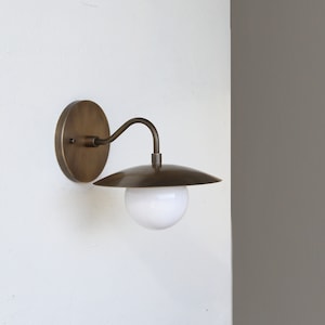 Brass Wall Sconce- Brass  light with brass shade- Minimal Sconce Light