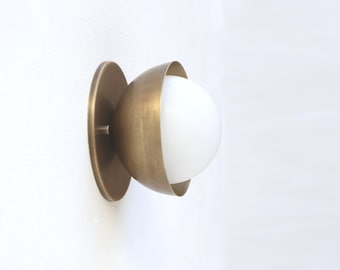 Wall Sconce/Flush mount Ceiling  Light, Mid Century Brass Wall Sconce/Ceiling Light with mini- shade, UL Listed, PPQ4 No.0496