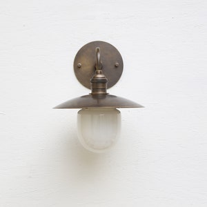 Solid Brass Wall Sconce light with brass shade-Minimal Sconce Light image 2
