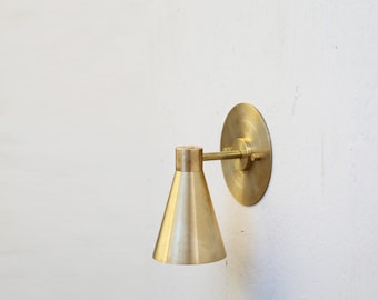 Brass Wall Sconce  light, Modern brass light,  Un-lacquered  brass wall sconce light, Minimal Sconce Light