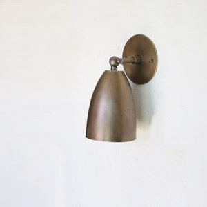 Solid Brass  Adjustable Wall Sconce  light with brass deep cone shade,  Brass Wall Sconce  light