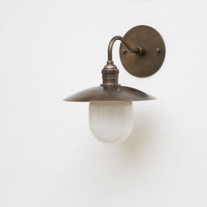 Solid Brass Wall Sconce light with brass shade-Minimal Sconce Light image 1