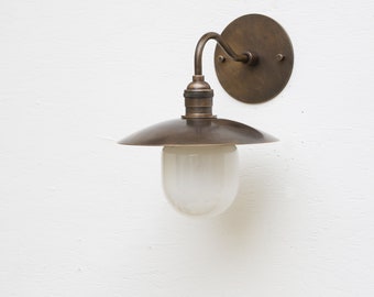 Solid Brass Wall Sconce  light with brass shade-Minimal Sconce Light