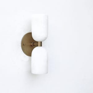 Brass  Wall Sconce light - Bathroom Vanity  Light- Brass Wall Sconce with Alabaster Shade, UL Listed