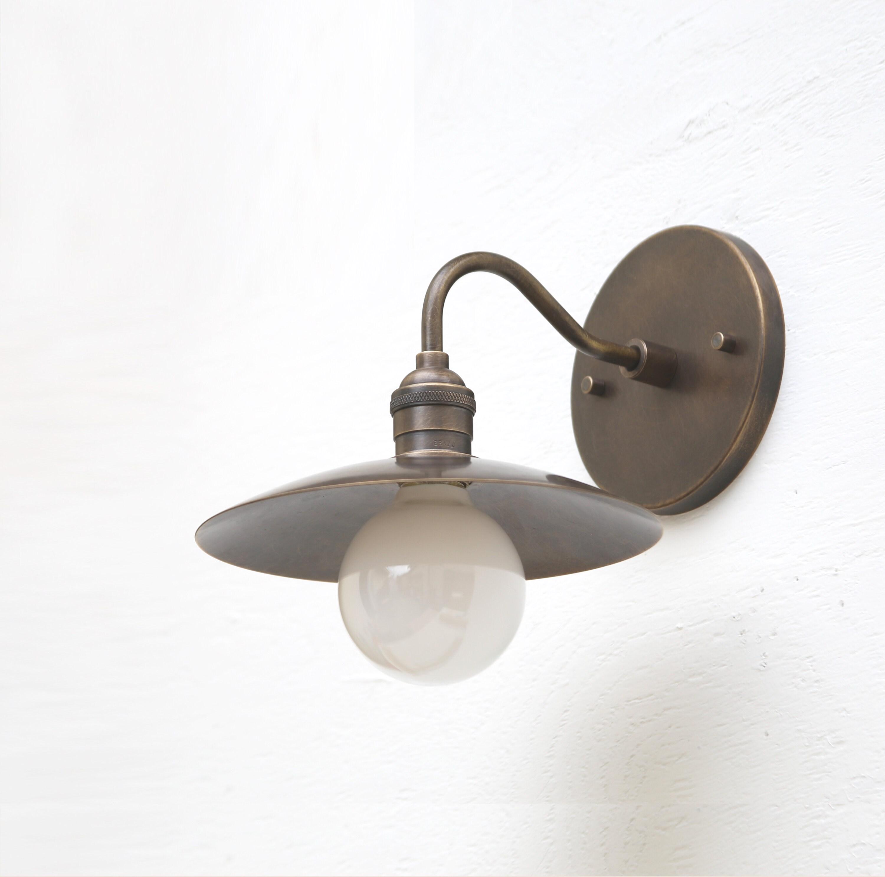 Solid Brass Wall Sconce  light with brass shade-Minimal Sconce Light, UL Listed,