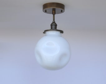 Semi-Flush Mount Ceiling Light Fixture - Mid Century Modern Globe Lighting Fixtures - Modern Brass Light Fixtures