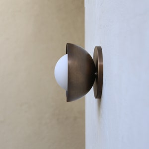 Wall Sconce/Flush mount Ceiling  Light, Mid Century Brass Wall Sconce/Ceiling   Light with mini- shade