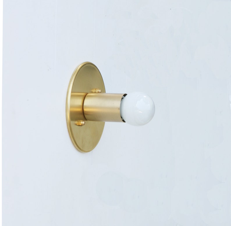 Minimal Brass Sconce Light, Brass Wall Sconce light with, Modern brass light, Mid Century brass wall sconce light, Thin Canopy Brass Light Brass