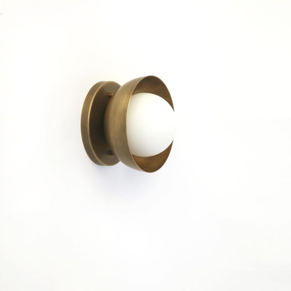 Wall Sconce/Flush mount Ceiling  Light, Mid Century Brass Wall Sconce/Ceiling Light with mini- shade  UL Listed.PPQ4, No.0360