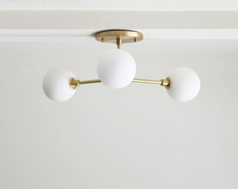 Brass Chandelier,  Modern Brass Sputnik Chandelier, Mid-century Modern Sputnik