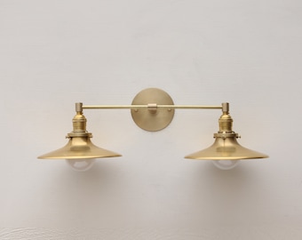 Brass Wall Sconce  light with brass shade-Minimal Sconce Light- Double Shade Wall Sconce -UL Listed No.0052