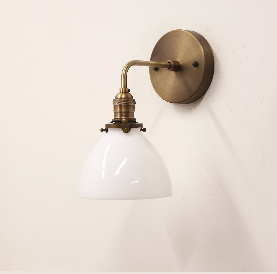 Industrial Style Wall Sconce, Wall Sconce Light With Hand Blown Shade